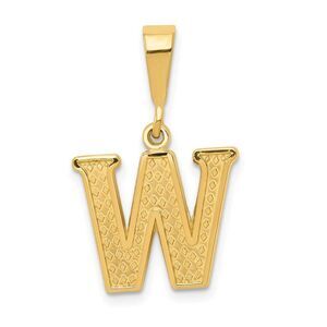 14k Yellow Gold, Ashley Collection, Textured Initial W Pendant